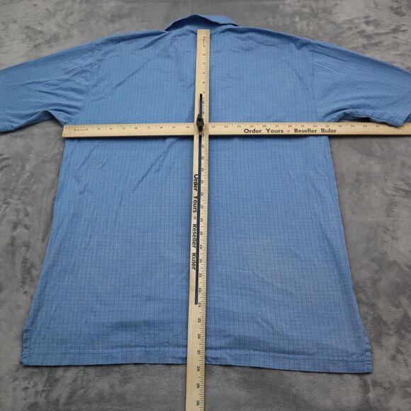 Wrangler Shirt Mens M Blue Short Sleeve Slit Chest Button Collared Top - Picture 4 of 16